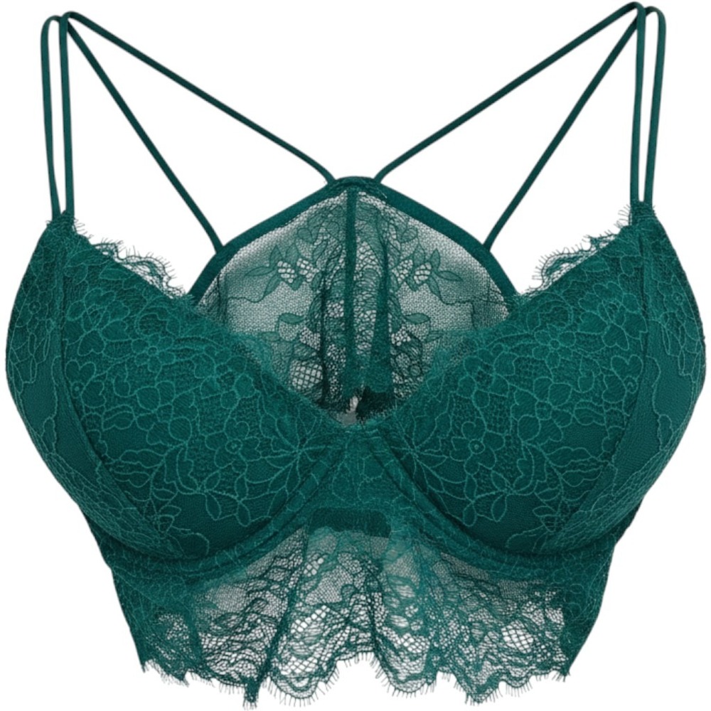 Gilly Hicks Hollister Lace Bralette Small‎ Green Strappy Cage Back Padded